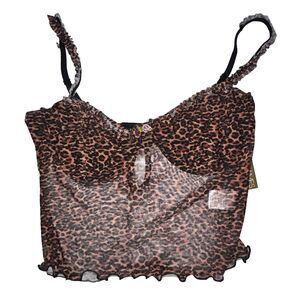 Riley James Sheer Leopard Bustier Bralette Cami Size Large